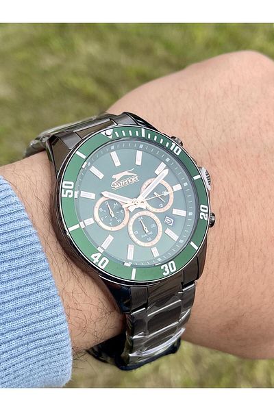Slazenger Sl.09.2091.2.03 Green Dial Functions Active Steel Men's Wristwatch