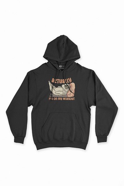 Cix Hanorac negru cu glugă - I Am On Workout Hoodie
