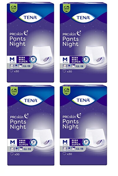 TENA ProSkin Pants Night Super Geceye Özel Emici Külot 7.5 Damla M - 30'lu 4 ...