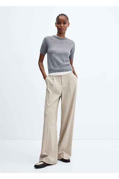 MANGO Woman Striped Fabric Trousers