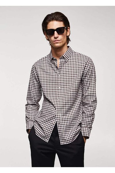 MANGO Man Βαμβακερό πουκάμισο Gingham