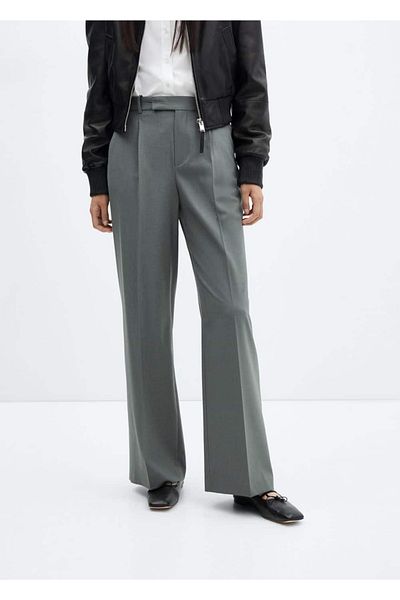MANGO Woman Straight-cut wool pants