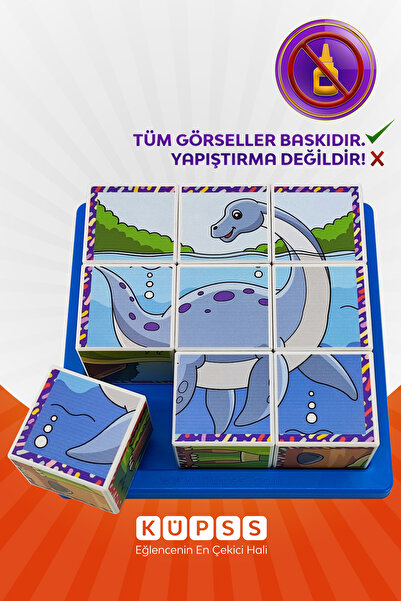 KÜPSS 6 Farklı Dinozorlar Eğitici 3d Küp Puzzle Seri 2