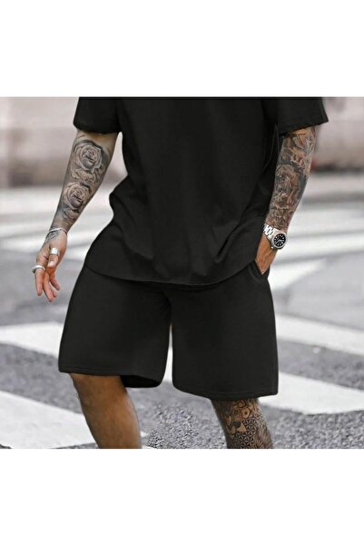 THE WHITE Pantaloni scurți negri pentru bărbați