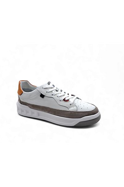 MARCOMEN Markomen Γνήσιο Δερμάτινο Ανδρικά Παπούτσια Sneaker Cream