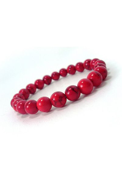 Padore Accessory Unisex Red Howlite Natural Stone Bracelet
