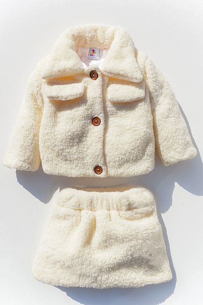 ipek atlas Baby Girl and Child Plush Jacket and Skirt Set