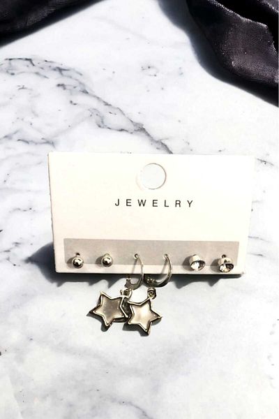 KALBE Set of 3 Star Balls and Stone Earrings