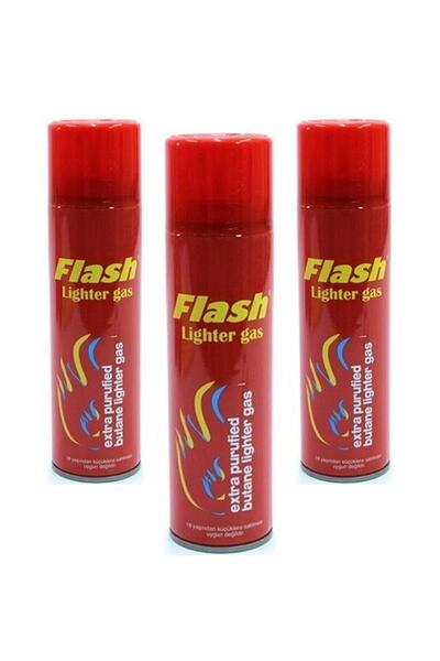 Flash Çakmak Gazı 270 Ml. Parlı Kırmızı Kutu 3'lü Set