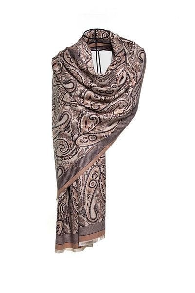 MAWLANA CASHMERE & SILK MODAL CASHMERE JACQUARD SHAL (WITH BAZLI)
