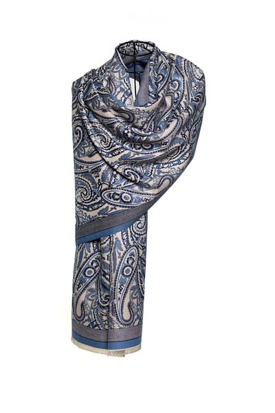 MAWLANA CASHMERE & SILK MODAL CASHMERE JACQUARD SHAL (WITH BAZLI)