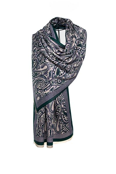 MAWLANA CASHMERE & SILK MODAL CASHMERE JACQUARD SHAL (WITH BAZLI)