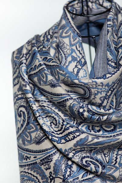 MAWLANA CASHMERE & SILK MODAL CASHMERE JACQUARD SHAL (WITH BAZLI)