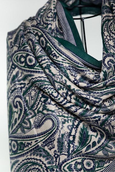 MAWLANA CASHMERE & SILK MODAL CASHMERE JACQUARD SHAL (WITH BAZLI)