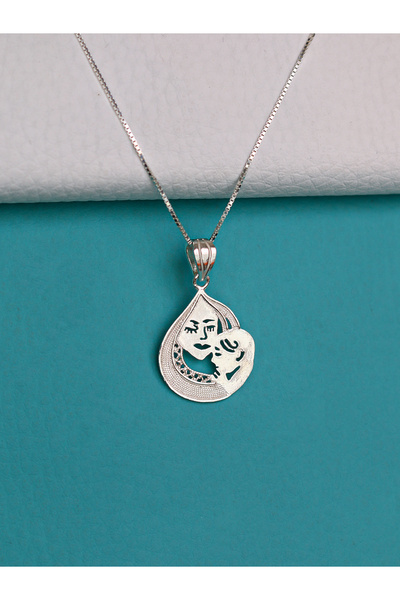 Mutlu Gümüş Telkari Analı Kızlı Kolye