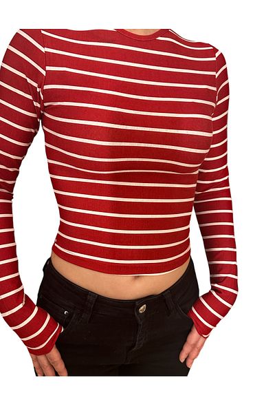 Bukiro Crew Neck Basic Long Sleeve body-hugging fitted body soft fabric soft touch blouse