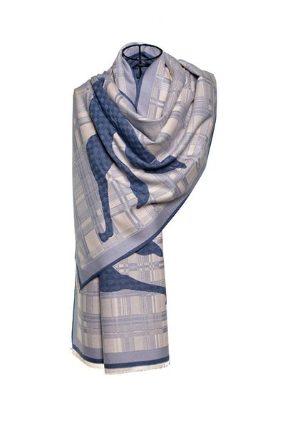MAWLANA CASHMERE & SILK MODAL CASHMERE JACQUARD SHAL (HORSE)