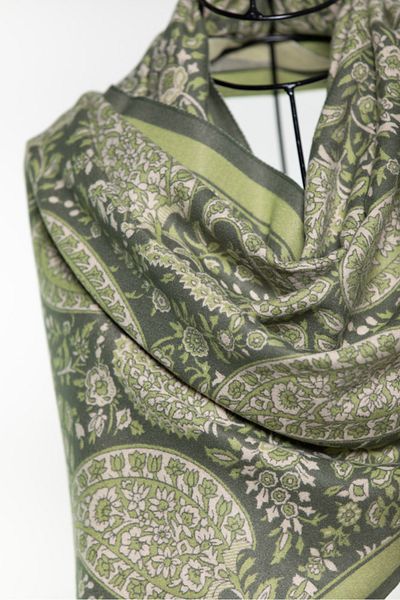 MAWLANA CASHMERE & SILK MODAL CASHMERE JACQUARD SHAL (LEADED)