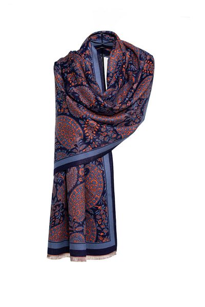 MAWLANA CASHMERE & SILK MODAL CASHMERE JACQUARD SHAL (LEADED)