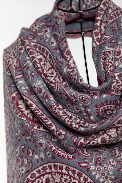 MAWLANA CASHMERE & SILK MODAL CASHMERE JACQUARD SHAL (LEADED)