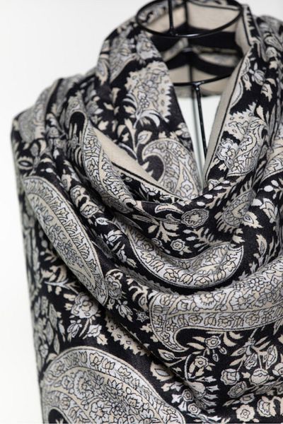 MAWLANA CASHMERE & SILK MODAL CASHMERE JACQUARD SHAL (LEADED)