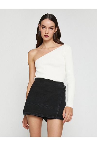 Koton Gerippter One-Shoulder-Strickpullover