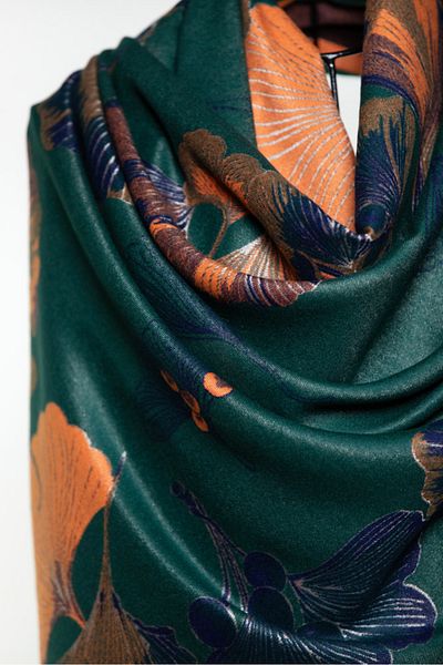 MAWLANA CASHMERE & SILK MODAL CASHMERE JACQUARD SHAL (FLOWERY)