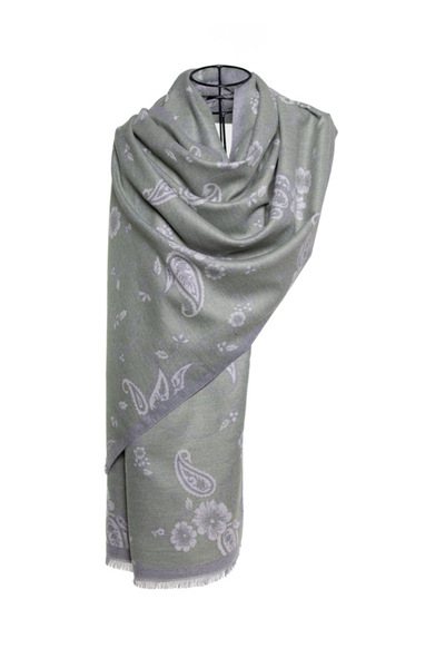 MAWLANA CASHMERE & SILK MODAL CASHMERE JACQUARD SHAL (FLOWERY)