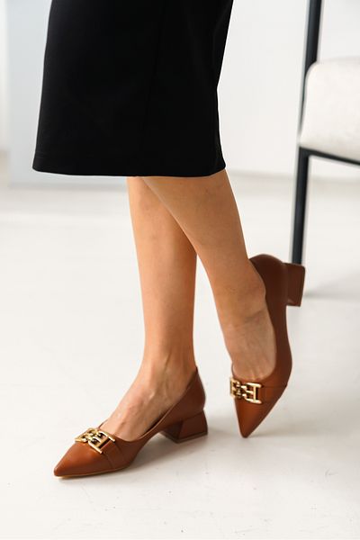 DİVOLYA Brabus Tan Buckle (4cm) Pointed Toe Heeled Shoes