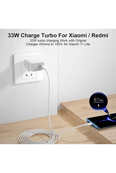 pukotech 33W Turbo Şarj Cihazı Aleti 3A Kablo/Adaptör Seti Type C USB Xiaomi Redmi Uyumlu Duvar Tipi