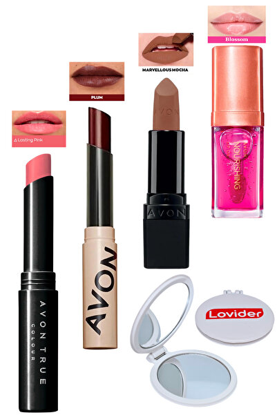 AVON Lasting Pink Ruj + Tinted Plum + Marvellous Mocha Mat Ruj + Blossom Duda...