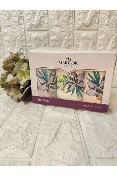 MARİBOR 3'lü  Mutfak Havlusu  Nakışlı Bambu 50x30 Cm