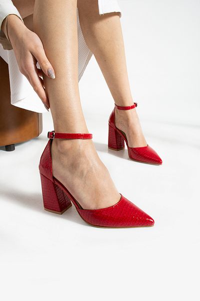 La Limar 8.5 cm red snakeskin patterned thick heel stiletto heels