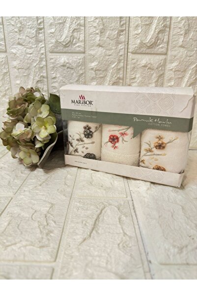 MARİBOR 3'lü  Mutfak Havlusu Tafting Nakışlı %100 Pamuk 50x30 Cm