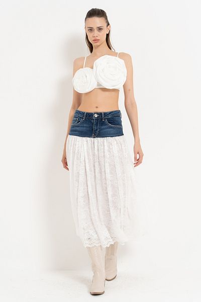 Kikiriki Lace Denim Skirt
