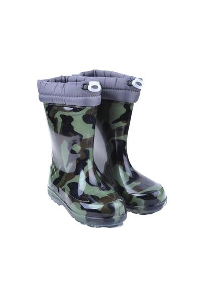 Ayakcenter Cizme și ghete pentru băiat Serabian Pf-580 Kaki cu blană termică