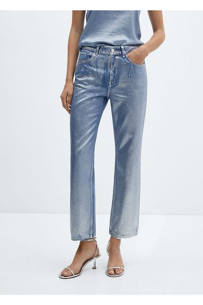 MANGO Woman Gerade geschnittene Jeans mit Folienmuster