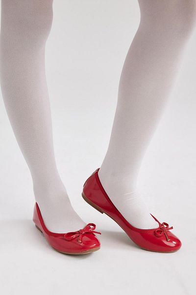 DeFacto Girl's Flat Sole Red Faux Leather Patent Leather Ballerinas