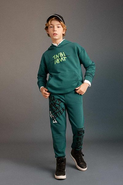 DeFacto Boy's Printed Lace-Up Waist Elastic Leg Pocket Jogger Sweatpants C0399A823Cw