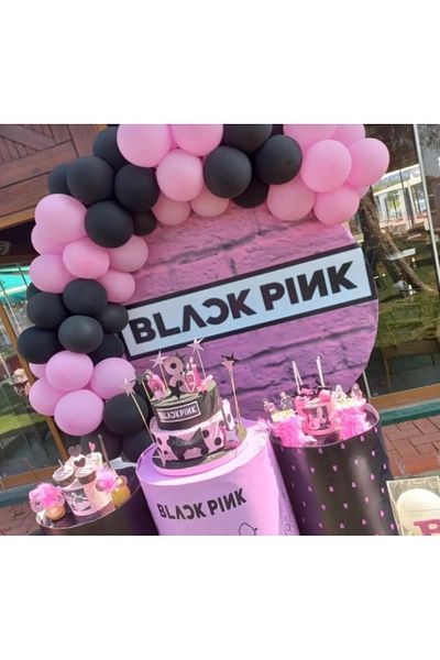 Yogi parti Black pink Birthday Pastel Black Pink Balloon Chain Set