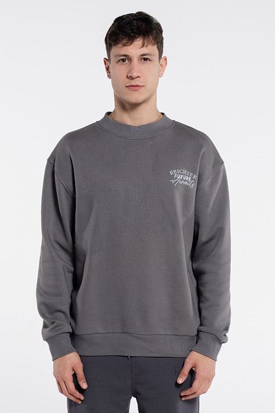 Friday Offset Ανδρικό φούτερ Jonnie Dark Grey Crew Neck Extra Oversize - 3 νήματα