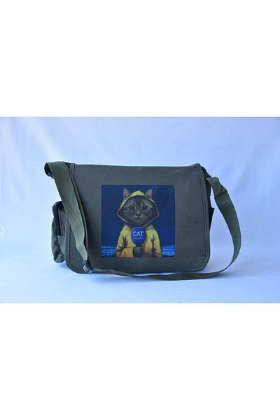 DEEFWEAR Cat New Printed Messenger Bag/ Bag Ρυθμιζόμενη ζώνη και τσέπες με φερμουάρ