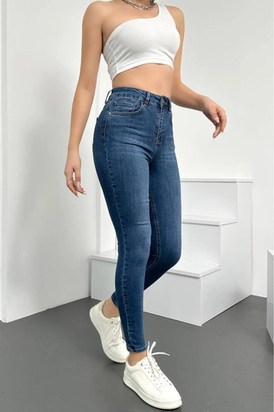 Ramrod Mahlas Özel Tasarım, Full Likralı, Yüksek Bel, Vücudu Saran, Toparlayıcı, Solmaz, Dar Paça Kot JEANS