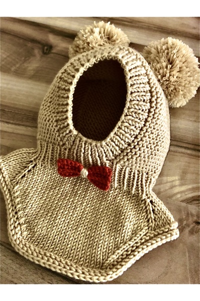 Sistaful قناع الثلج للأطفال الصغار المحبوك يدويًا، قبعة بالاكلافا بوم بوم