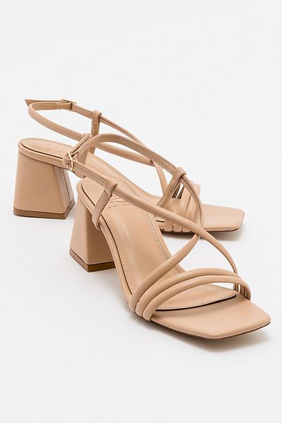 LuviShoes Dámské boty na vysokém podpatku Daisy Dark Beige Skin