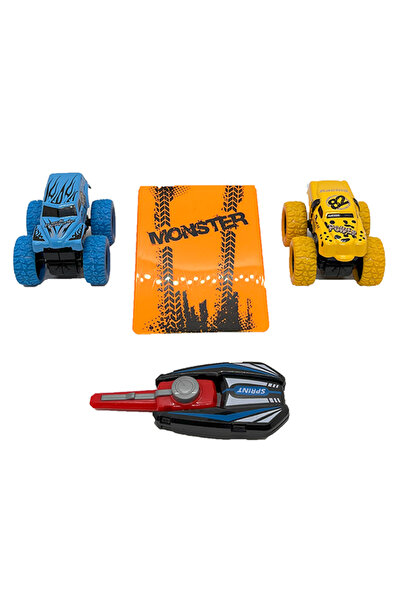 Gokidy Metal Fırlatıcılı Rampalı Monster Truck 2'li Set - Sarı-Mavi