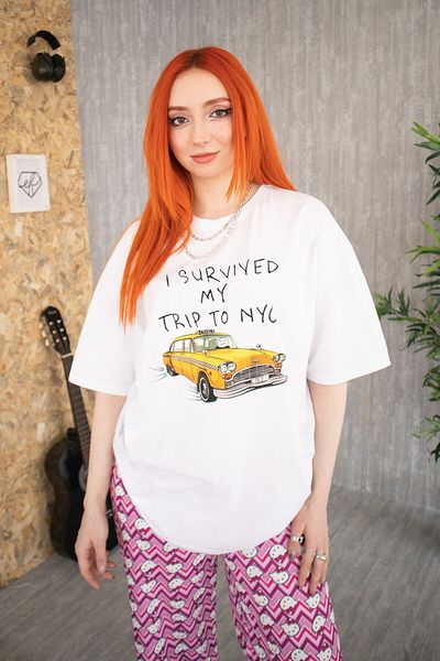 EFBUTİK Λευκό μπλουζάκι Unisex I Survived My Trip