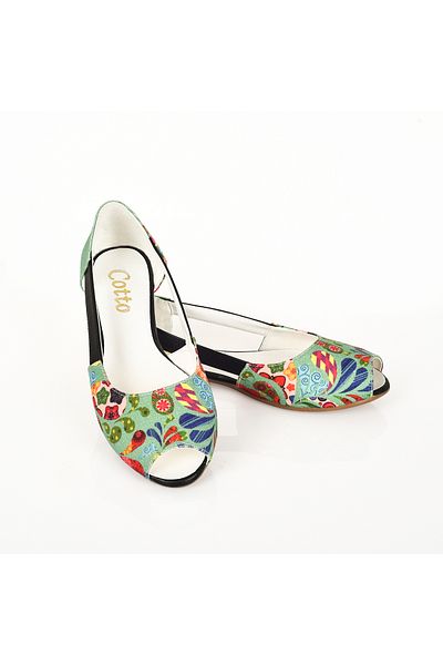 Cotto Shoes Balerini de damă din in colorat imprimat