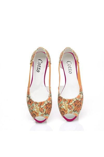 Cotto Shoes Balerini de damă din in colorat imprimat