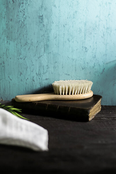 KHAKMA Keçi Kılı Ahşap Bebek Saçı Fırçası